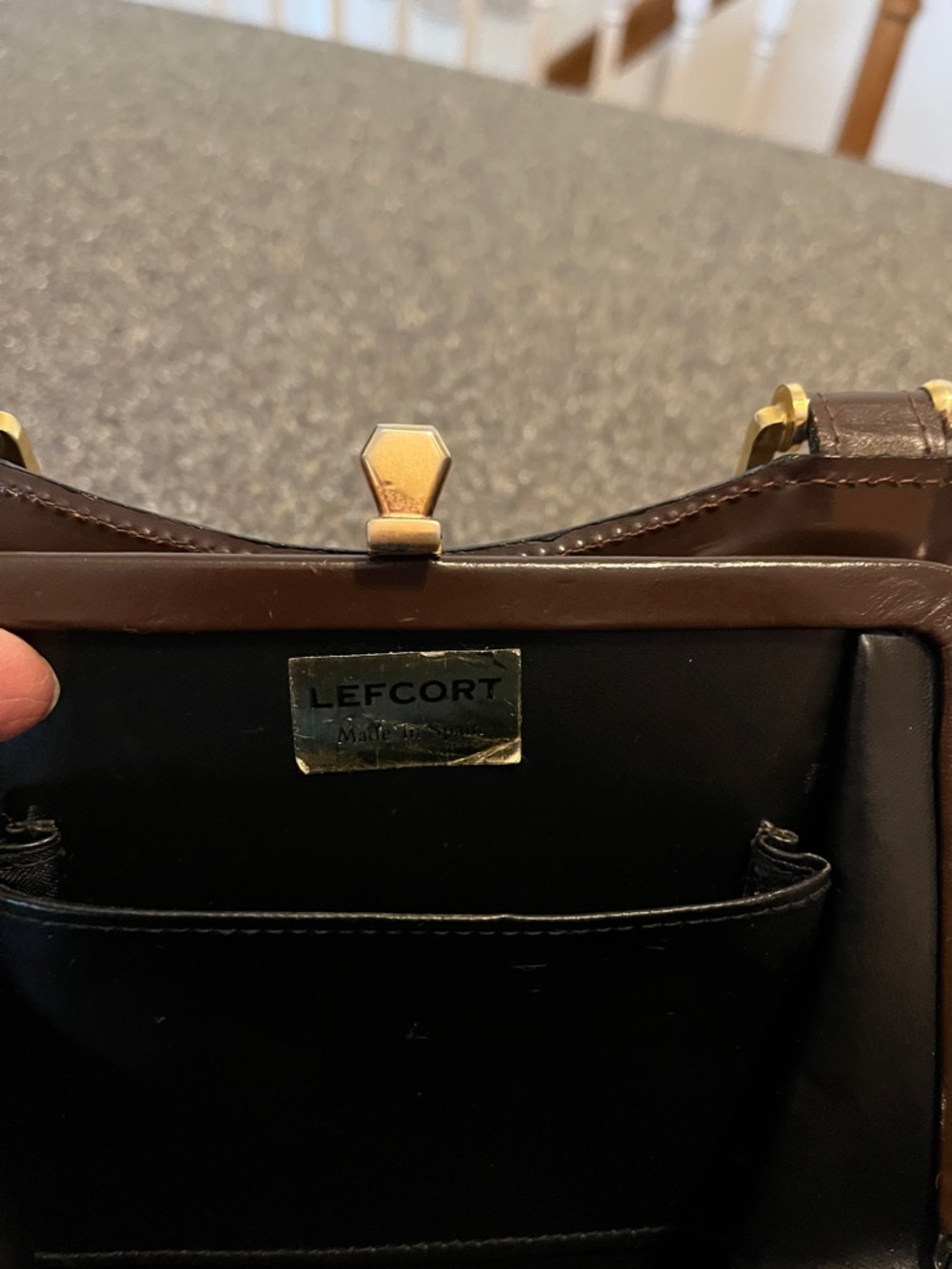 Vintage Lefcort Top-Handle Bag in Dark Brown with Gold Hardware - Picture 2 of 8